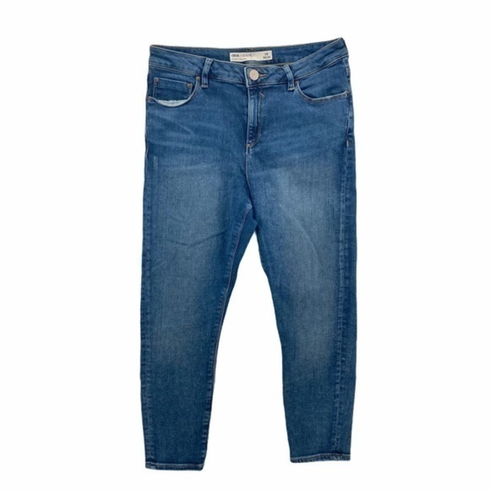 ASOS Medium Wash Denim Mid Rise Capri Jean